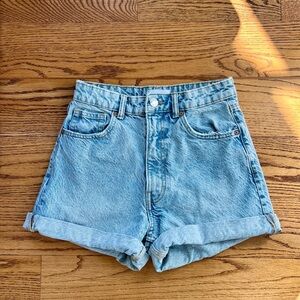 Zara Women's High-Waisted Cuffed Jean Shorts